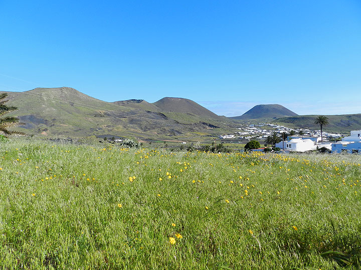 Der Weg durch grüne Wiesen Wandern durch grüne Wiesen bei Haría